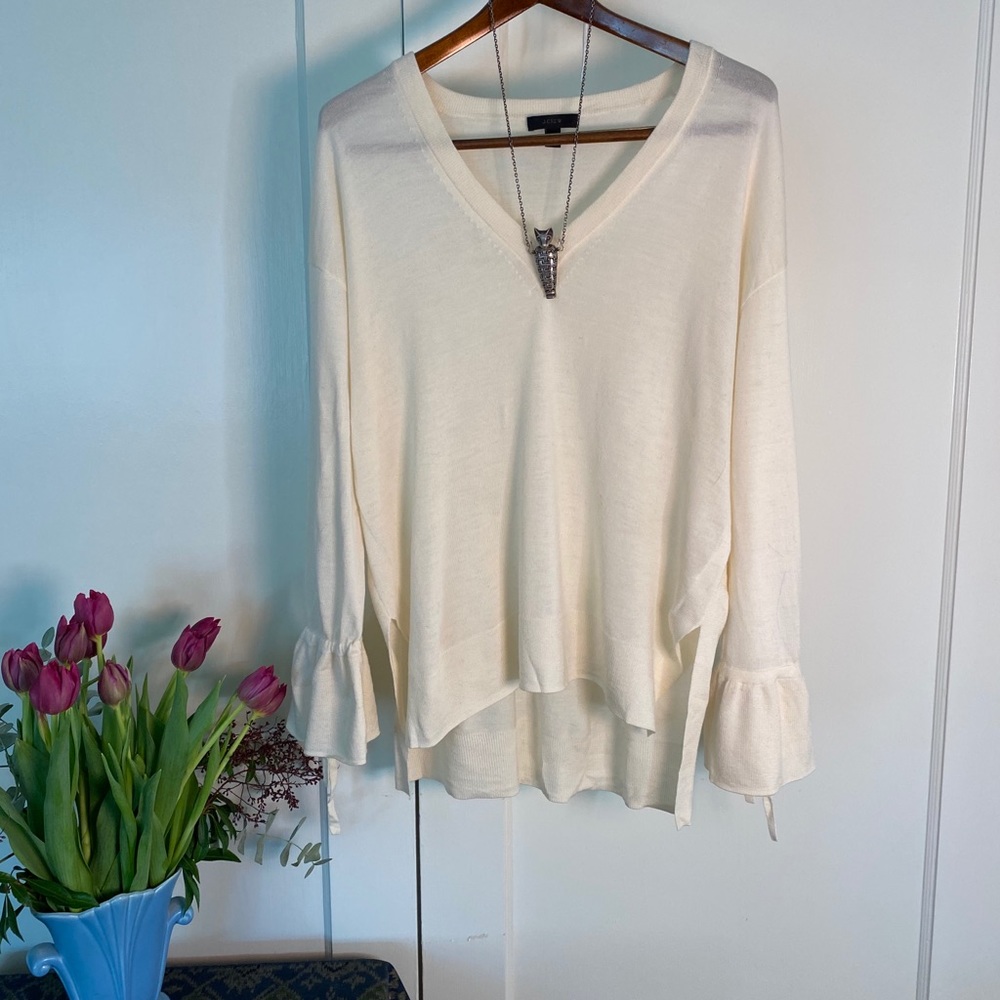 Ivory J. Crew Merino Romantic Pirate Sweater L